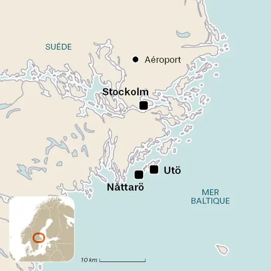 carte du voyage Suède - Archipel de Stockholm à pied et à vélo
