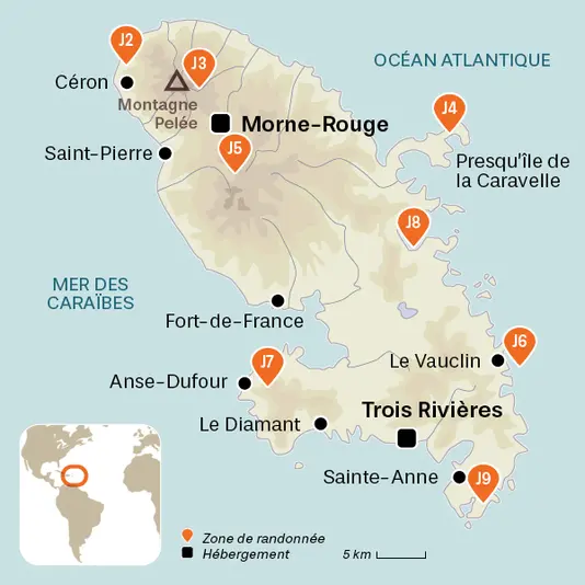 carte du voyage Activités Nature en Martinique