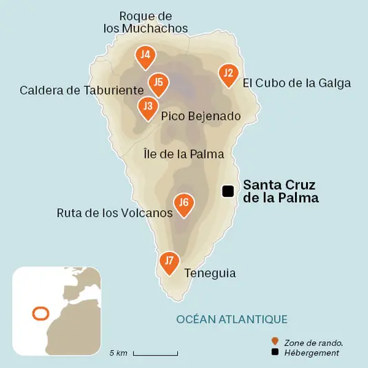 carte du voyage La Palma - 8 jours