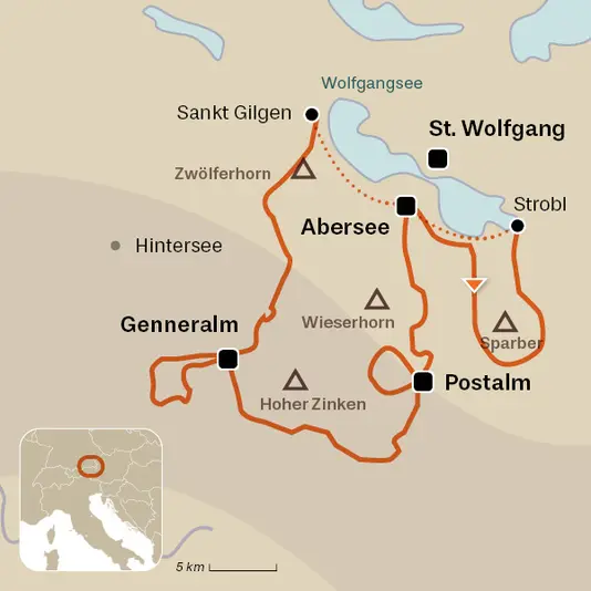 carte du voyage Randonnées alpines dans le Salzkammergut