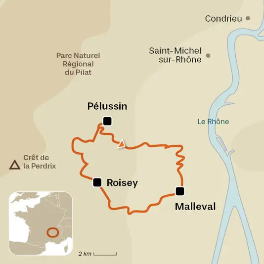 carte du voyage Vignobles des Côtes-du-Rhône