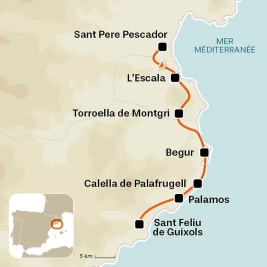carte du voyage Catalogne : la Costa Brava