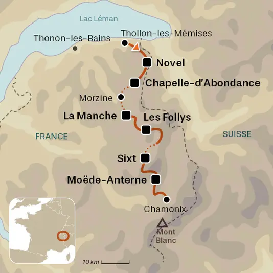 carte du voyage Grande traversée des Alpes : du Léman au Mont-Blanc