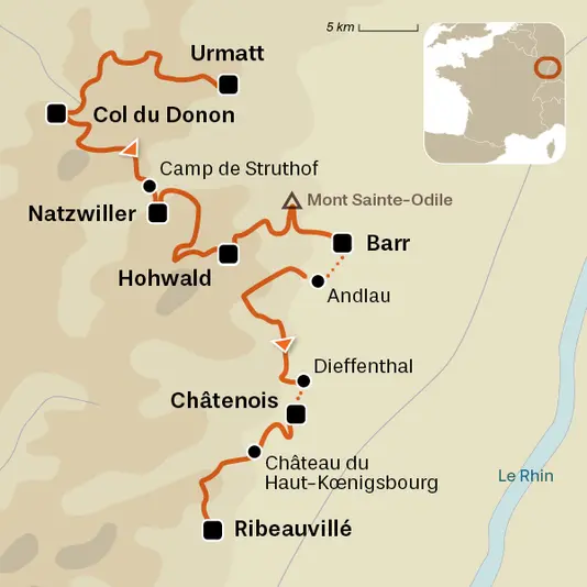 carte du voyage La Grande Traversée des Vosges 2