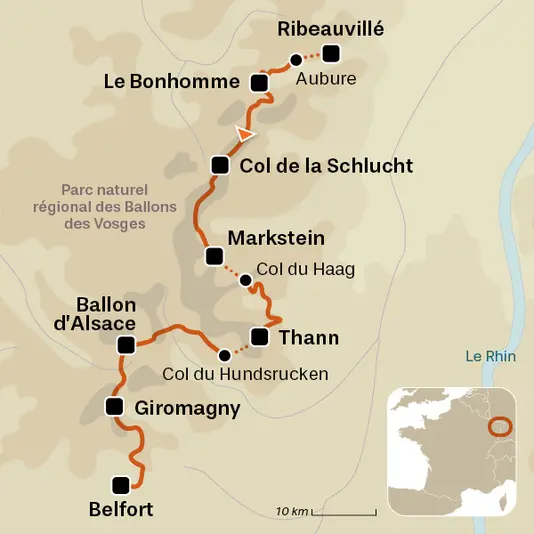 carte du voyage La Grande Traversée des Vosges 3