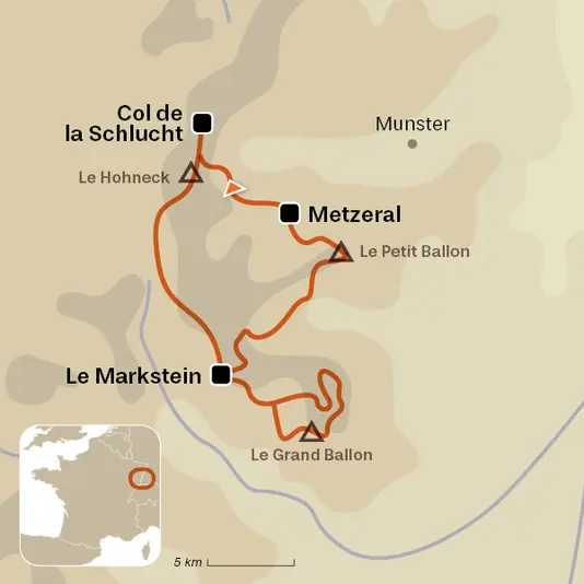 carte du voyage Parc Naturel des Ballons des Vosges - 4 jours