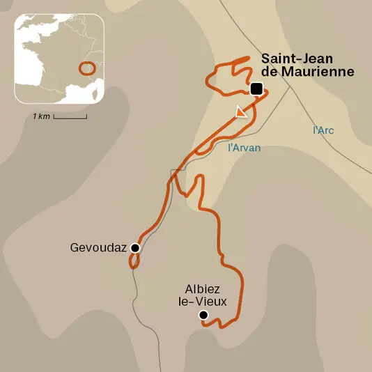 carte du voyage La Maurienne et l'Opinel