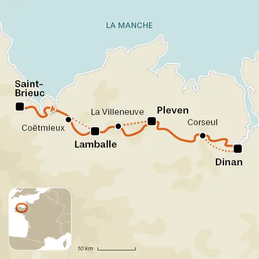 carte du voyage Tro breizh 6 - de Saint Brieuc à Dinan