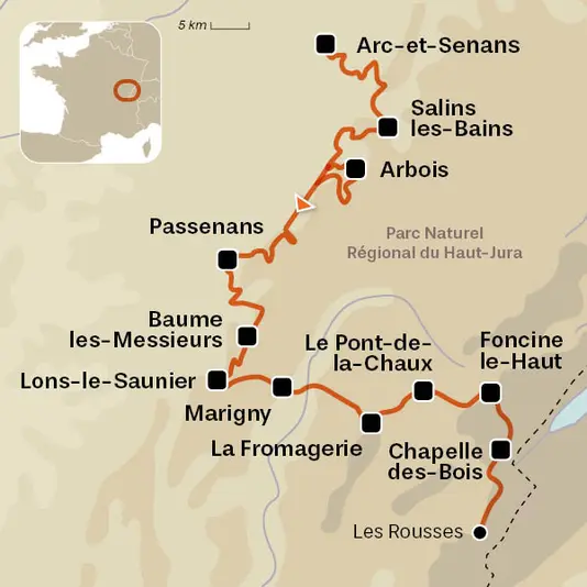 carte du voyage L'Échappée Jurassienne : l'intégrale