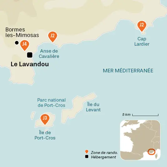 carte du voyage Maures et île de Port-Cros