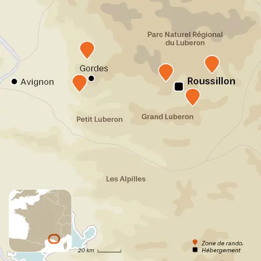 carte du voyage Escapade de charme en Luberon