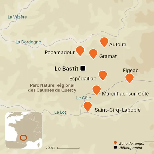 carte du voyage Le Lot Nature