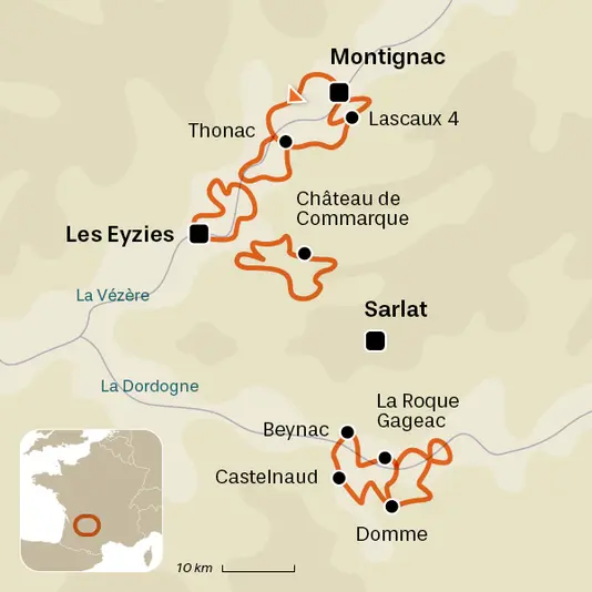 carte du voyage Le Périgord en autotour