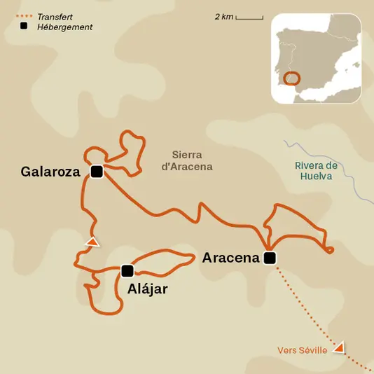 carte du voyage Andalousie - Parc naturel Sierra de Aracena