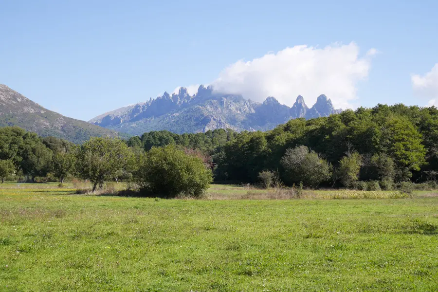 Vue sur les aiguilles de Bavella depuis le plateau de Quenza