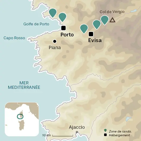 carte du voyage Muntagna a mare en famille
