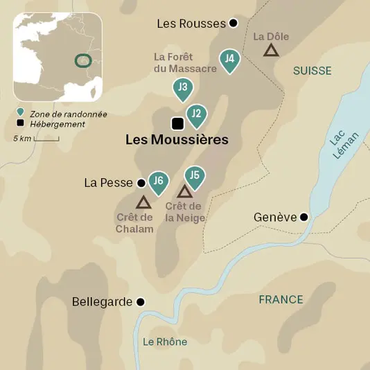 carte du voyage Hautes-Combes du Jura
