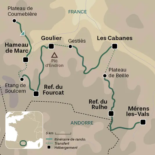 carte du voyage GR10 - 6 - D'Aulus-les-Bains à Mérens