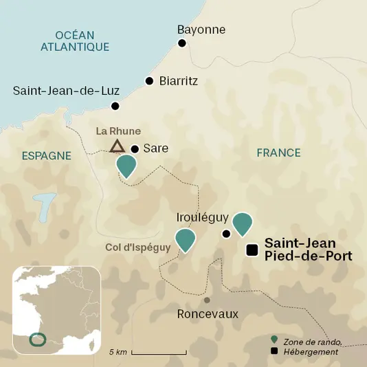 carte du voyage Nouvel an au Pays Basque