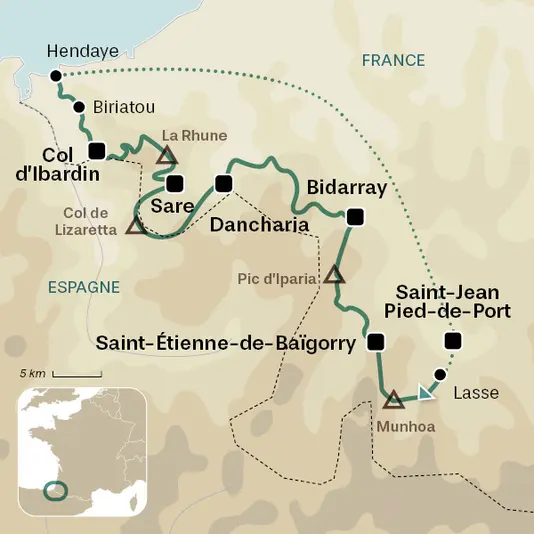 carte du voyage Traversée du Pays Basque