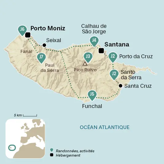 carte du voyage Randonnée et détente à Madère