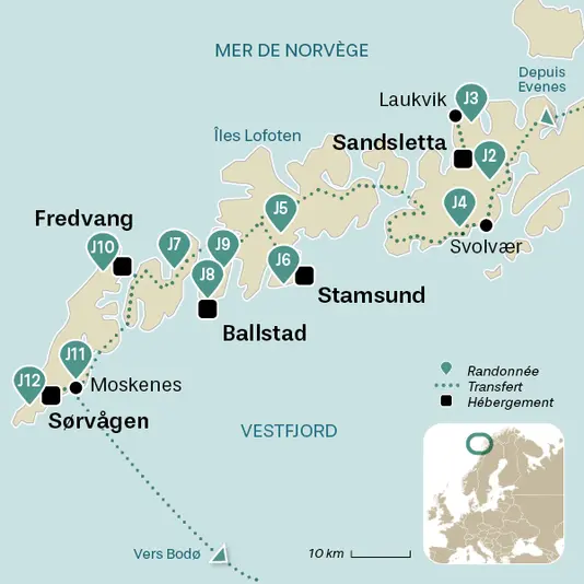 carte du voyage Les îles Lofoten