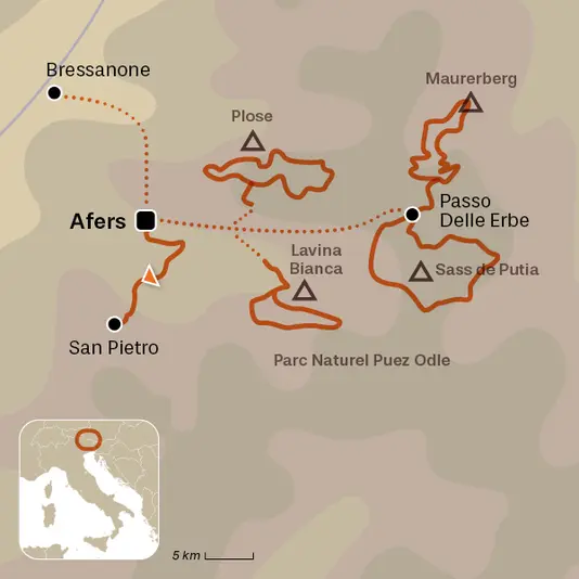 carte du voyage Les Dolomites du Sud-Tyrol