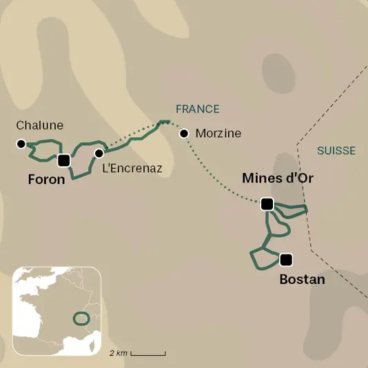 carte du voyage Balade avec un âne entre Léman et Mont-Blanc