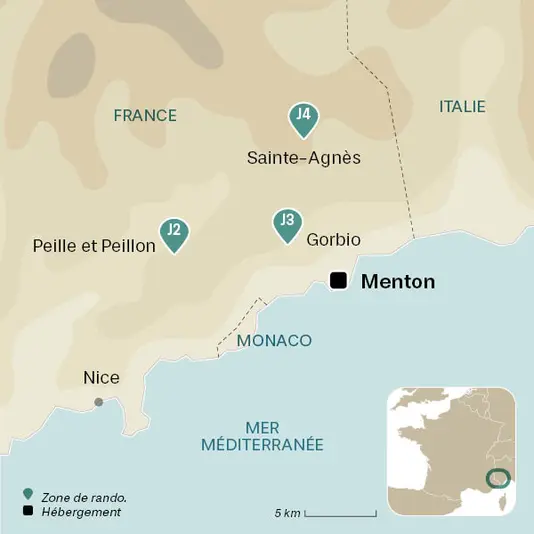 carte du voyage Nouvel An à Menton, Côte d'Azur