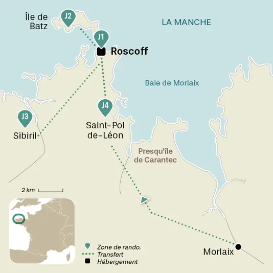 carte du voyage  Nouvel an à Roscoff