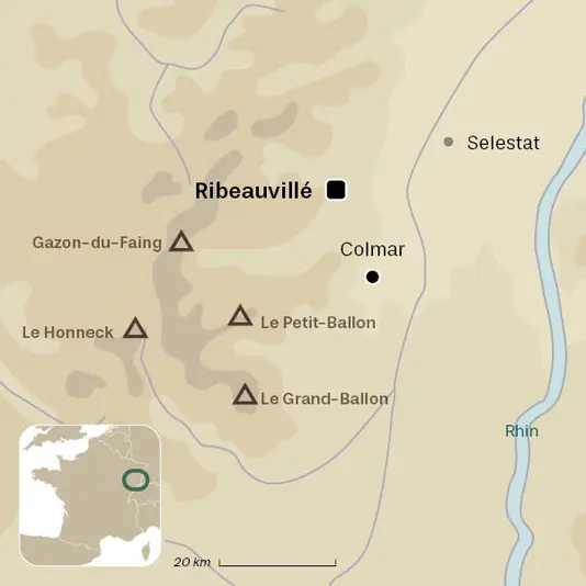 carte du voyage Marche nordique en Alsace