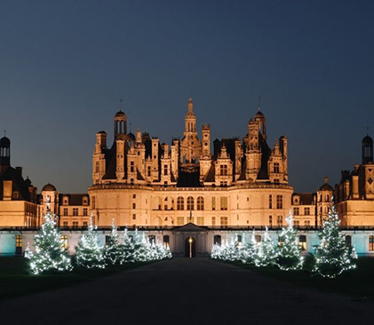 Les illuminations du château de Chambord au réveillon