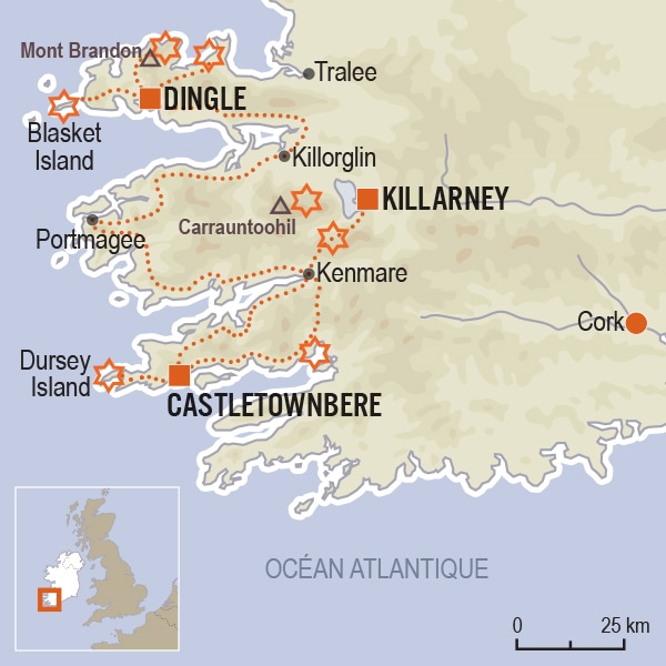 carte du voyage Péninsules de l'Ouest irlandais