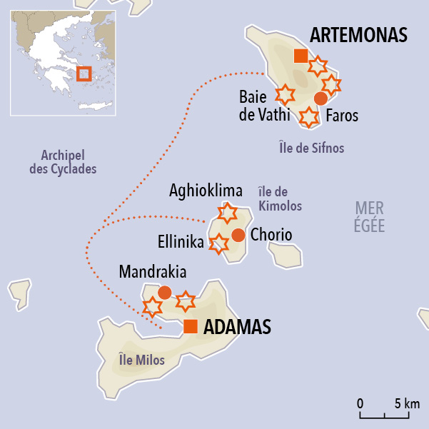 carte du voyage Les Cyclades Occidentales, Sifnos et Milos