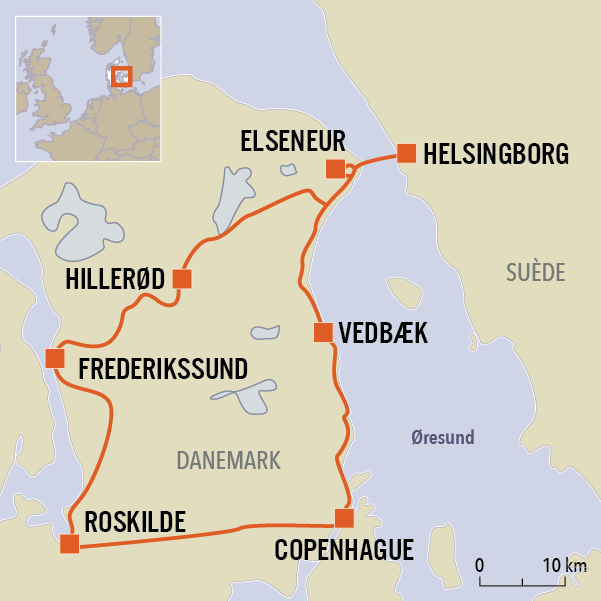 carte du voyage De Copenhague à Helsingborg à vélo