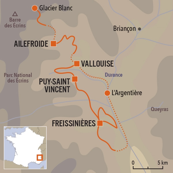carte du voyage Balcons des Écrins et de la Durance