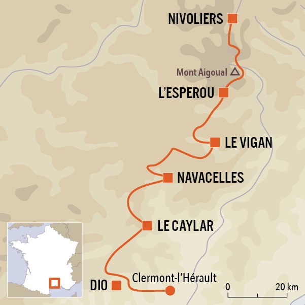 carte du voyage GTMC à VTT 3 - Traversée des grands Causses