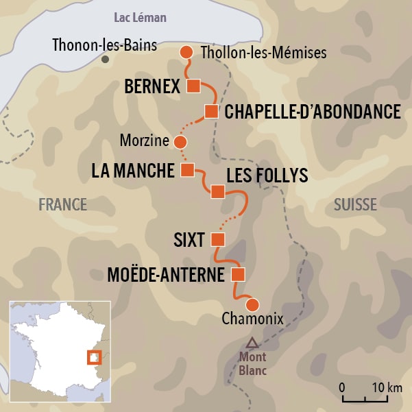 carte du voyage Grande traversée des Alpes : du Léman au Mont-Blanc
