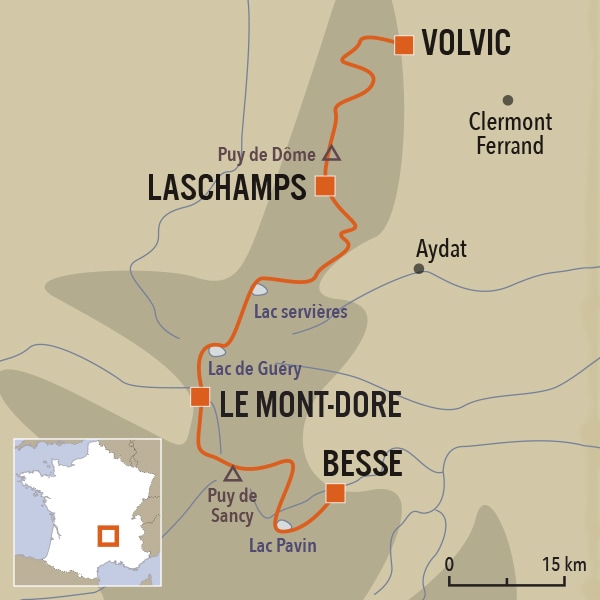 carte du voyage Trail sur les volcans d'Auvergne