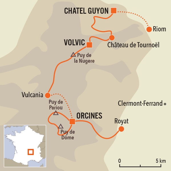 carte du voyage Volvic, Vulcania et Puy de Dôme