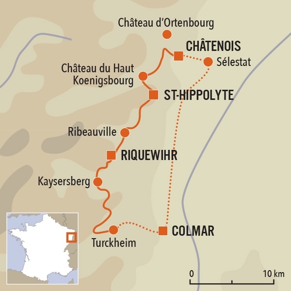 carte du voyage Villages et vignobles d'Alsace - 4 jours