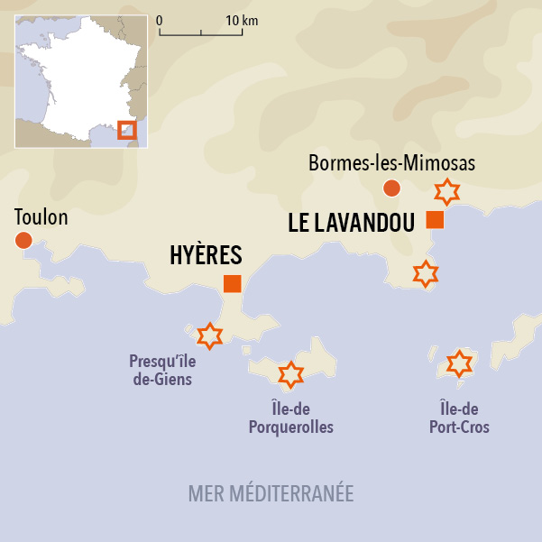 carte du voyage La corniche des Maures et les îles d'Or