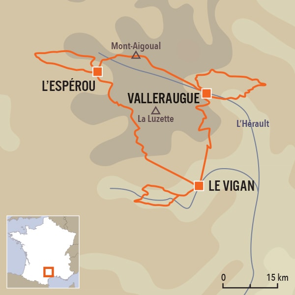 carte du voyage Mythique mont Aigoual, Cévennes méridionales