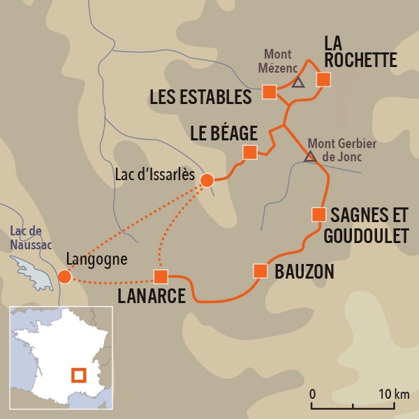carte du voyage Monts et volcans d'Ardèche
