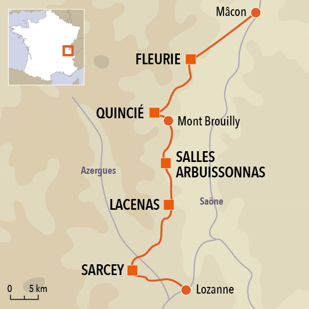 carte du voyage l'Intégrale Beaujolaise