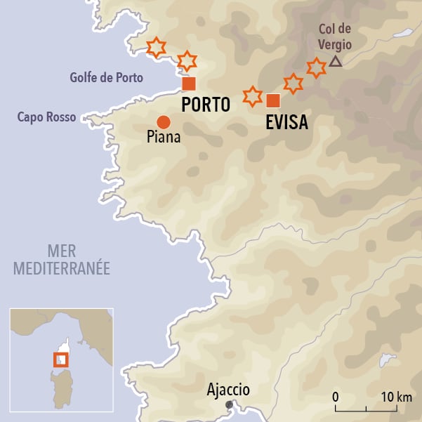 carte du voyage Muntagna a mare en famille