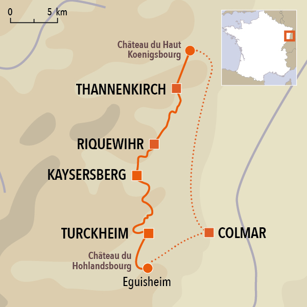 carte du voyage Villages médiévaux et châteaux forts d'Alsace