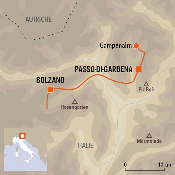 carte du voyage Dolomites, citadelles lunaires