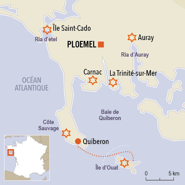 carte du voyage La baie de Quiberon et l'île d'Houat