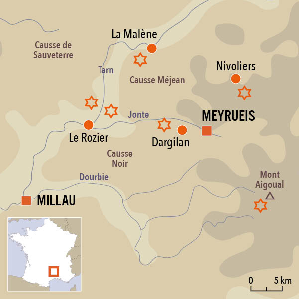 carte du voyage Gorges du Tarn et de la Jonte